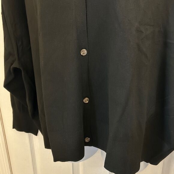 NWT A New Day Women’s Plus 4X Black V-Neck Button Front Cardigan Drop Shoulder - Picture 9 of 16